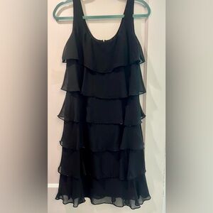 Patra Black Tiered Beaded Mini Dress Flapper Size 6
